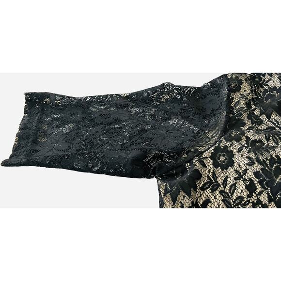 FADED GLORY WOMAN 3/4 SLV PULL-OVER LACE OVERLAY BLOUSE, WOMENS, 22W/24W-TAN BLK - Picture 7 of 11
